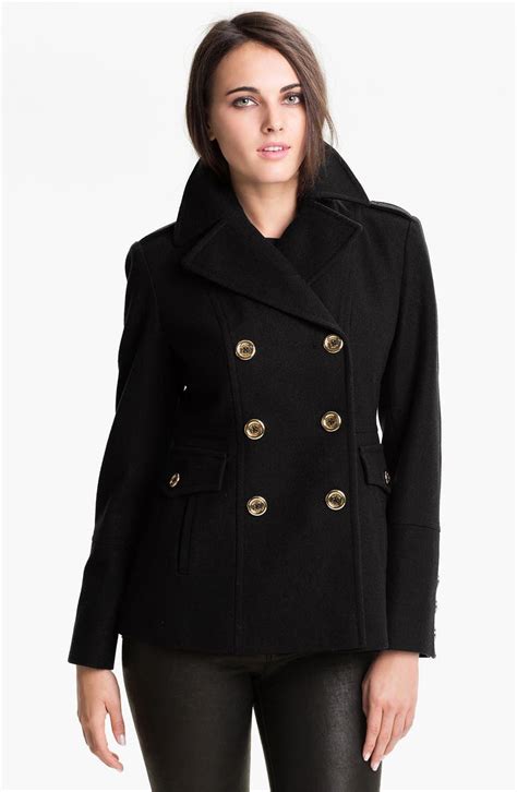 michael kors double breasted peacoat women|Michael Kors wool blend.